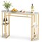 Industrial Style 60 Inch Pub Table with Storage Shelves, Engineered Wood Top, Sturdy Metal Frame Narrow Counter Table for Home Bar and Dining Area